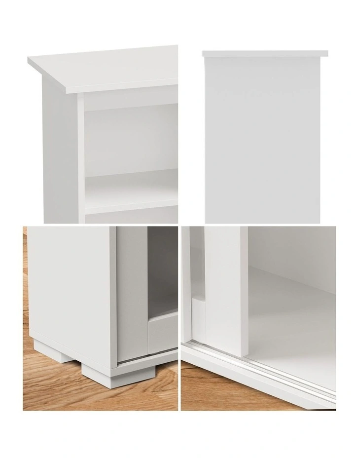 Oikiture Sideboard Buffet Cupboard Storage Cabinet Glass Sliding Door White image 6