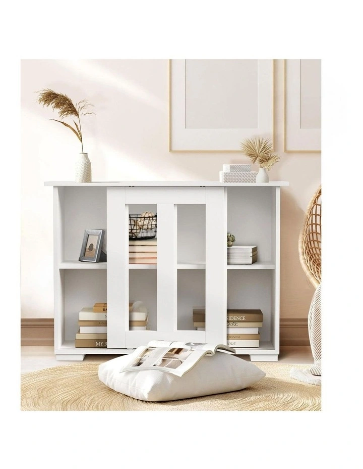 Oikiture Sideboard Buffet Cupboard Storage Cabinet Glass Sliding Door White image 7