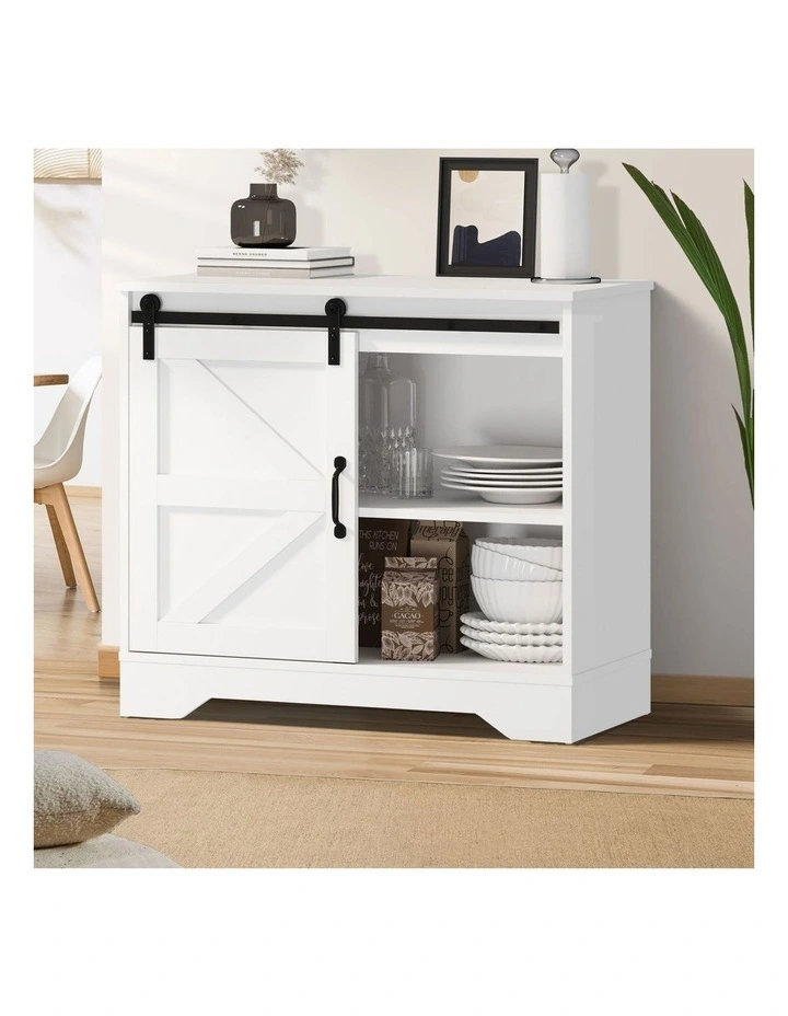 Oikiture Buffet Sideboard Cabinet Pantry Storage Cupboard Sliding Door White image 4