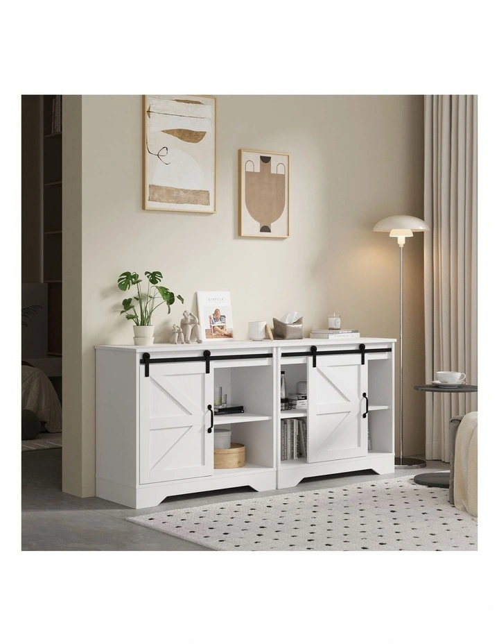 Oikiture Buffet Sideboard Cabinet Pantry Storage Cupboard Sliding Door White image 5