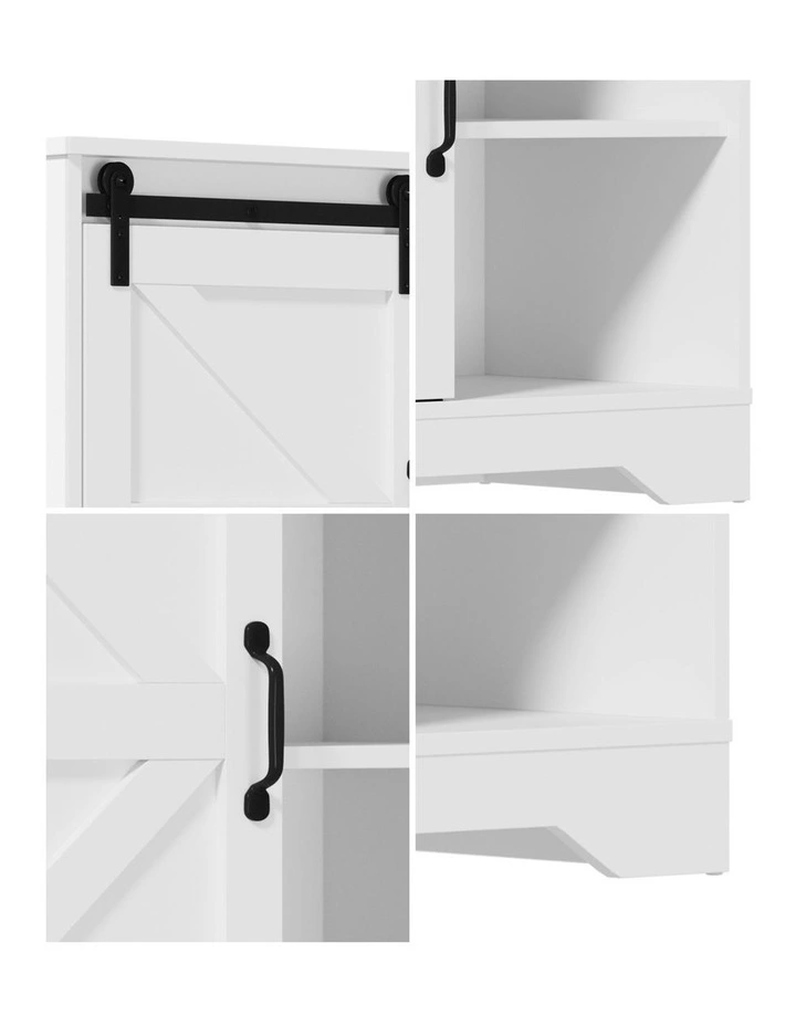 Oikiture Buffet Sideboard Cabinet Pantry Storage Cupboard Sliding Door White image 6