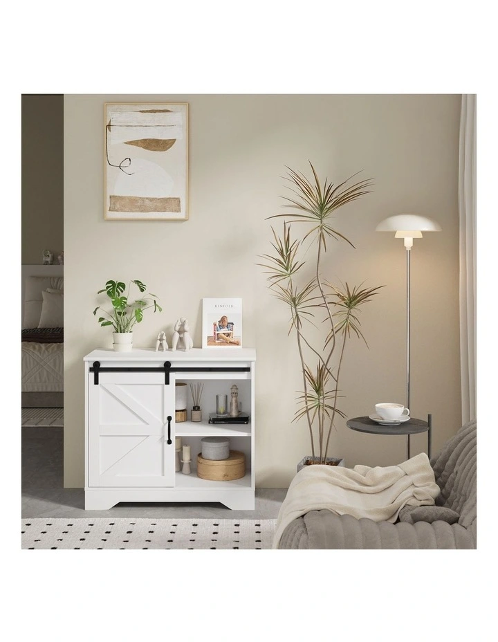 Oikiture Buffet Sideboard Cabinet Pantry Storage Cupboard Sliding Door White image 7