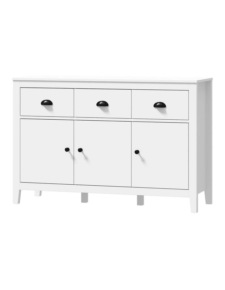 Oikiture Sideboard Buffet Storage Cabinet 3 Doors Cupboard Pantry Kitchen White image 1