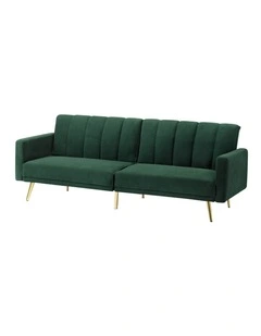 Oikiture 3 Seater Sofa Bed Couch Convertible Lounge Recliner Beds Velvet Green