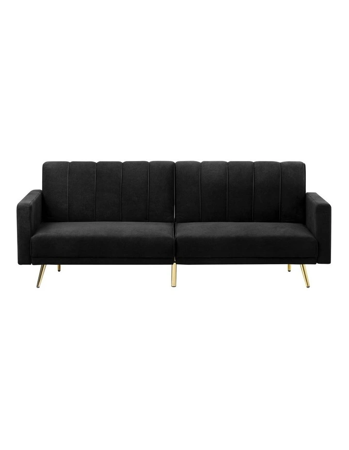 Oikiture 3-Seater Sofa Bed Couch  Convertible Lounge Recliner Sofabeds Velvet image 2