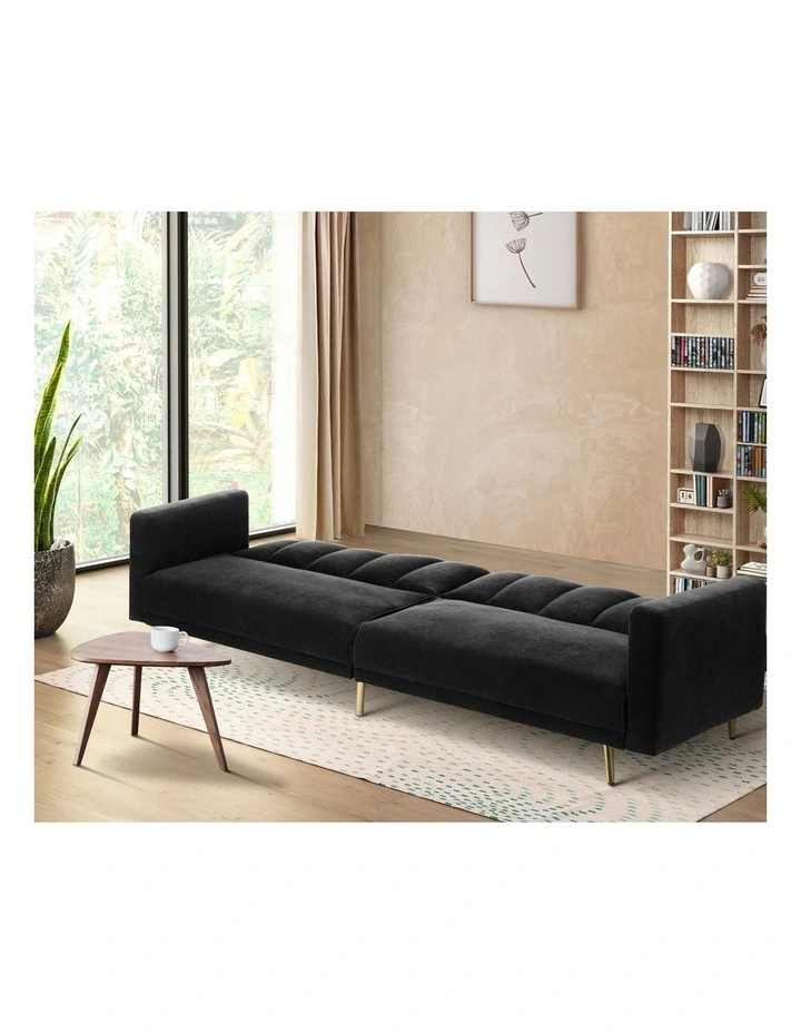 Oikiture 3-Seater Sofa Bed Couch  Convertible Lounge Recliner Sofabeds Velvet image 5