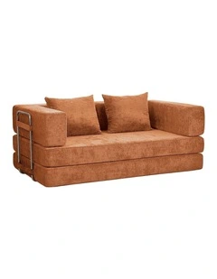 Oikiture Convertible Modular Sofa Bed Chenille Floor Sleeper Couch Burnt Orange