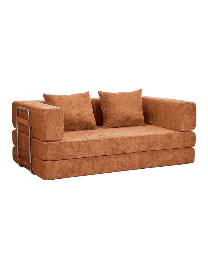 Oikiture Convertible Modular Sofa Bed Chenille Floor Sleeper Couch Burnt Orange image 1