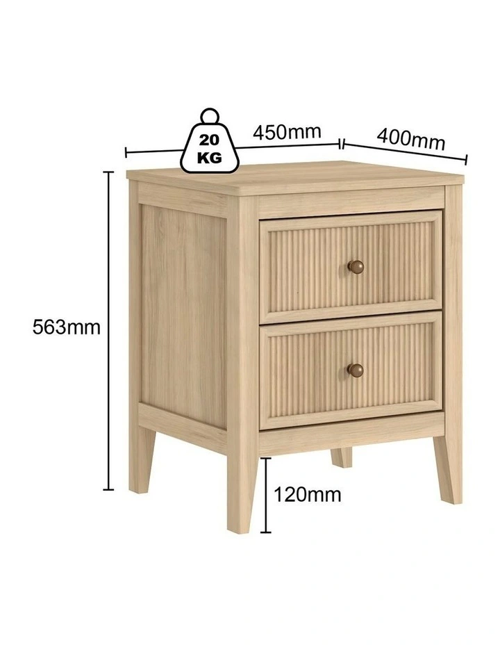 LINDLEY Bedside Table 2 Drawer Modern Nightstand Set of 2 - Foil-laminated Particleboard & MDF image 5