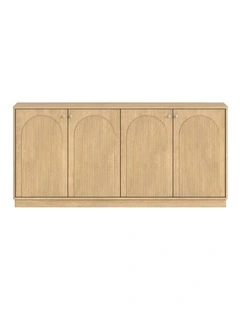 Modern Natural Oak Buffet Sideboard Cabinet with Arched Doors