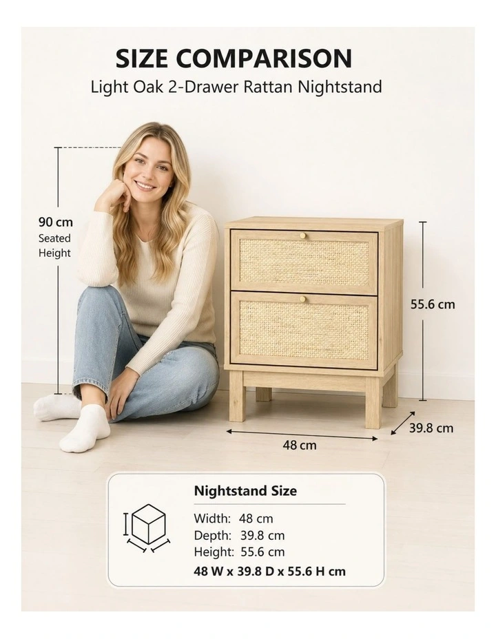 Ballina 2 - Drawer Bedside Table Nightstand Dresser for Your Bedroom image 5
