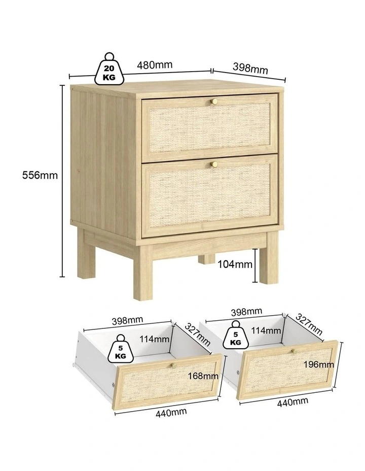 Ballina 2 - Drawer Bedside Table Nightstand Dresser for Your Bedroom image 6