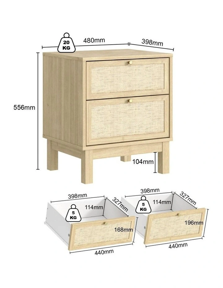 Ballina 2 - Drawer Bedside Table Nightstand Dresser for Your Bedroom image 7