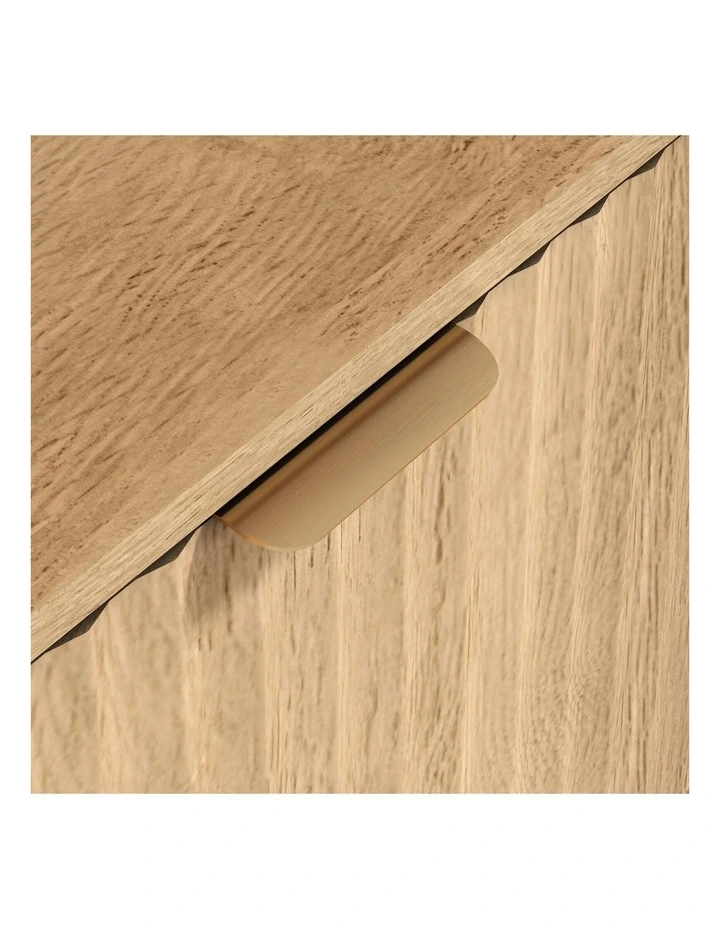 Natural Oak Bedside Table with Curved Front Drawer & Open Display Shelf image 3