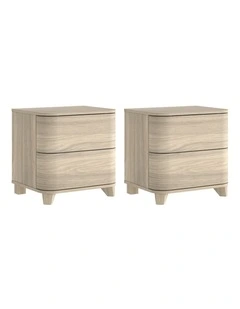 ARDEN Natural Oak 2 Drawer Bedside table Set of 2 - Foil-laminated Particleboard & MDF