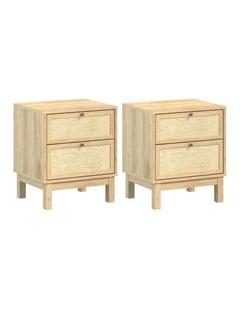 Ballina 2 - Drawer Bedside Table Set of 2 - Foil-laminated Particleboard & MDF/oak
