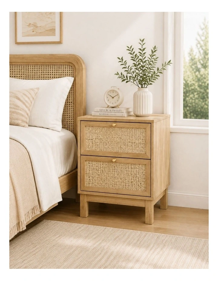 Ballina 2 - Drawer Bedside Table Set of 2 - Foil-laminated Particleboard & MDF/oak image 2