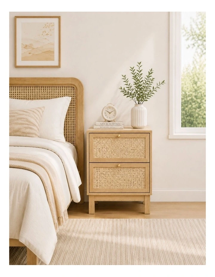 Ballina 2 - Drawer Bedside Table Set of 2 - Foil-laminated Particleboard & MDF/oak image 3