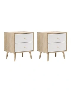 Adriana Bedside Table Set of 2 Elegant Nightstand - Foil-laminated Particleboard & MDF