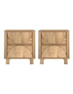 BYRON Bedside Table with 2 Drawers Set of 2 - Foil-laminated Particleboard & MDF/oak