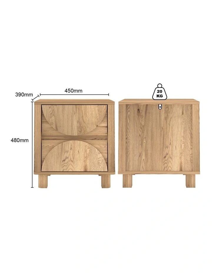 BYRON Bedside Table with 2 Drawers Set of 2 - Foil-laminated Particleboard & MDF/oak image 5