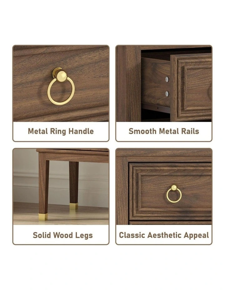 Walnut 2-Drawer Bedside Table Set of 2 Vintage Side Table image 7