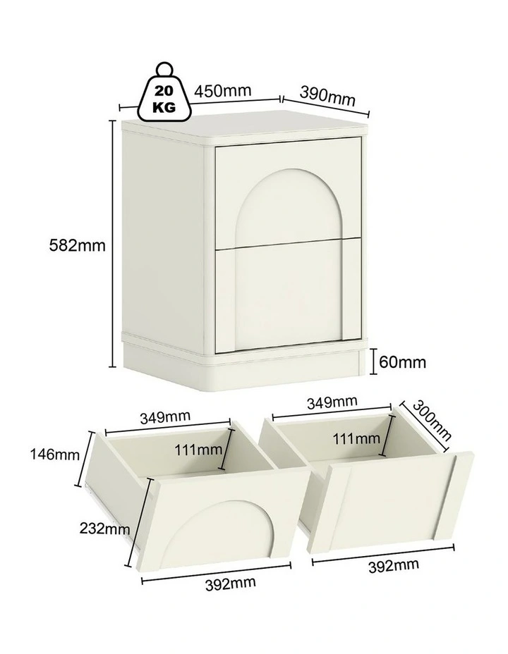 Cranfield Bedside Tables Set of 2 Drawers Modern Nightstand - Foil-laminated Particleboard & MDF image 5