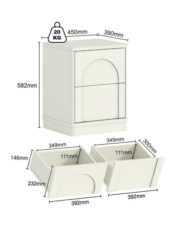 Cranfield Bedside Tables Set of 2 Drawers Modern Nightstand - Foil-laminated Particleboard & MDF image 6