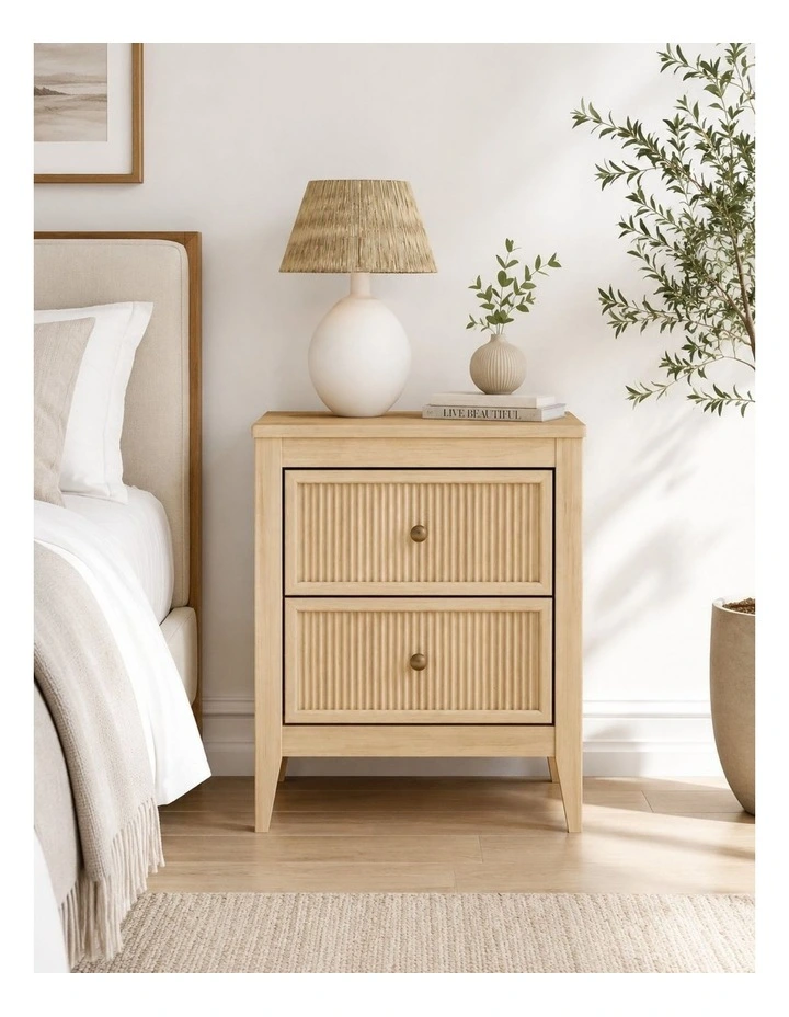 LINDLEY 3-Piece Set: Modern Sideboard Buffet & 2 Nightstands - Foil-laminated Particleboard&MDF/oak image 5
