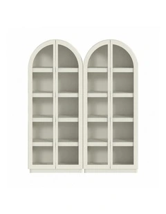 White Display Cabinet Set 2 Floor Standing 5 Tier Shelves