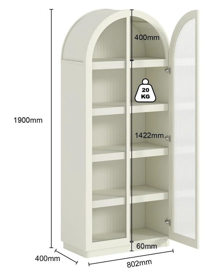 White Display Cabinet Set 2 Floor Standing 5 Tier Shelves image 6