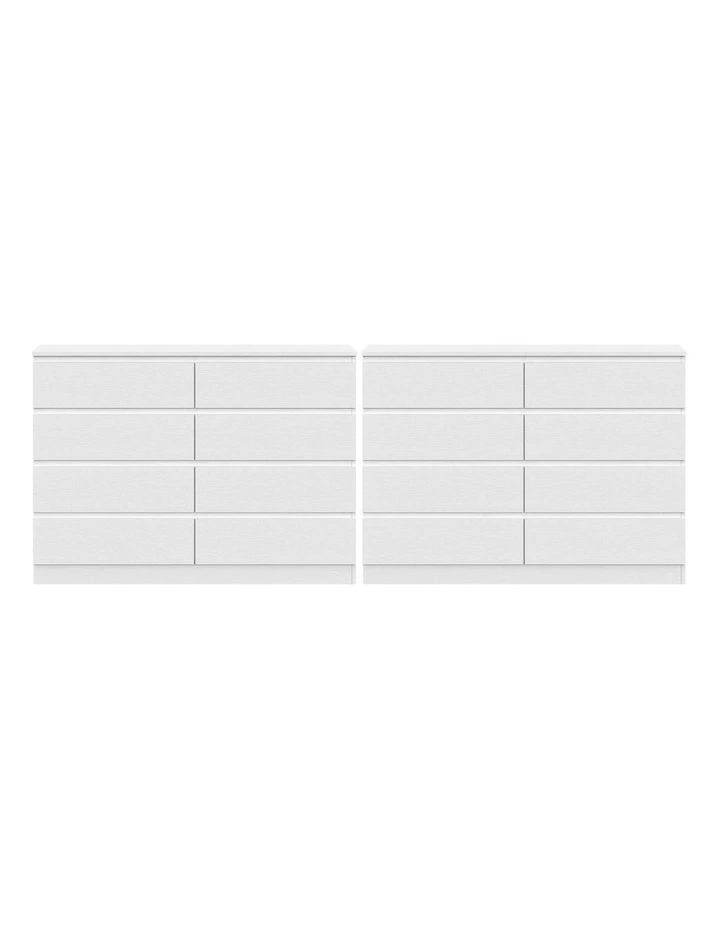 White 8 Chest of Drawers Set of 2 Lowboy Dresser Storage Wardrobe Cabinet Bedroom image 1