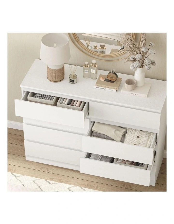 White 8 Chest of Drawers Set of 2 Lowboy Dresser Storage Wardrobe Cabinet Bedroom image 2