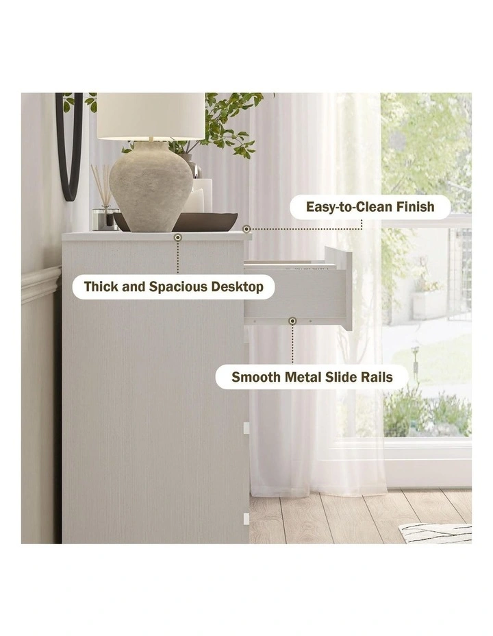 White 8 Chest of Drawers Set of 2 Lowboy Dresser Storage Wardrobe Cabinet Bedroom image 3