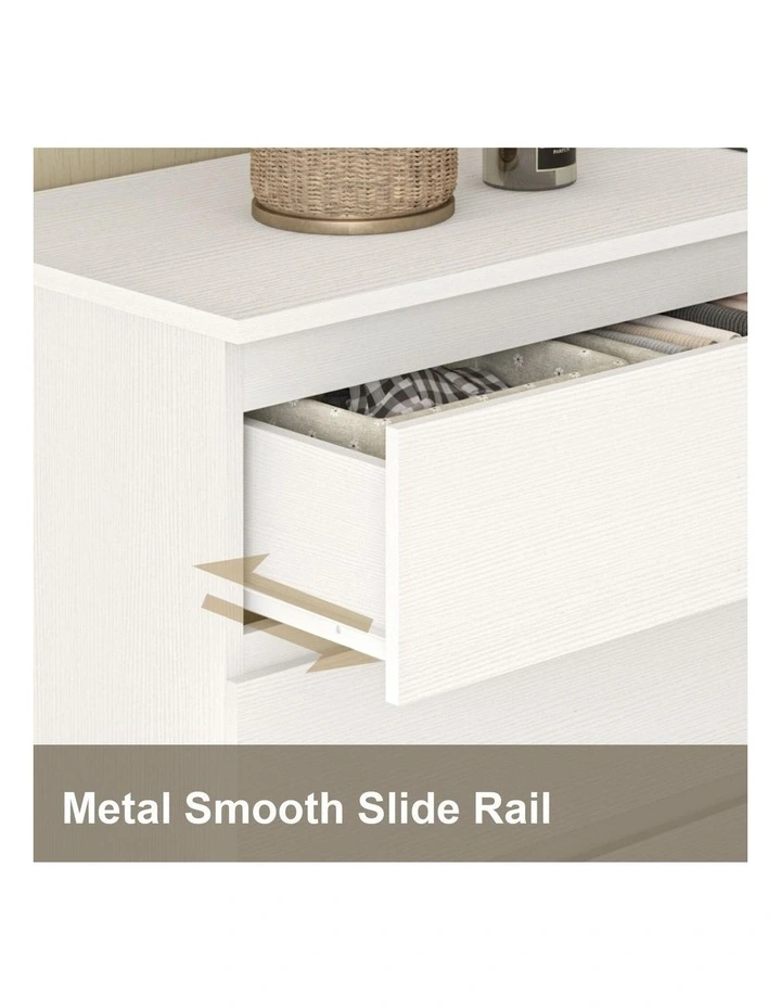 White 8 Chest of Drawers Set of 2 Lowboy Dresser Storage Wardrobe Cabinet Bedroom image 4