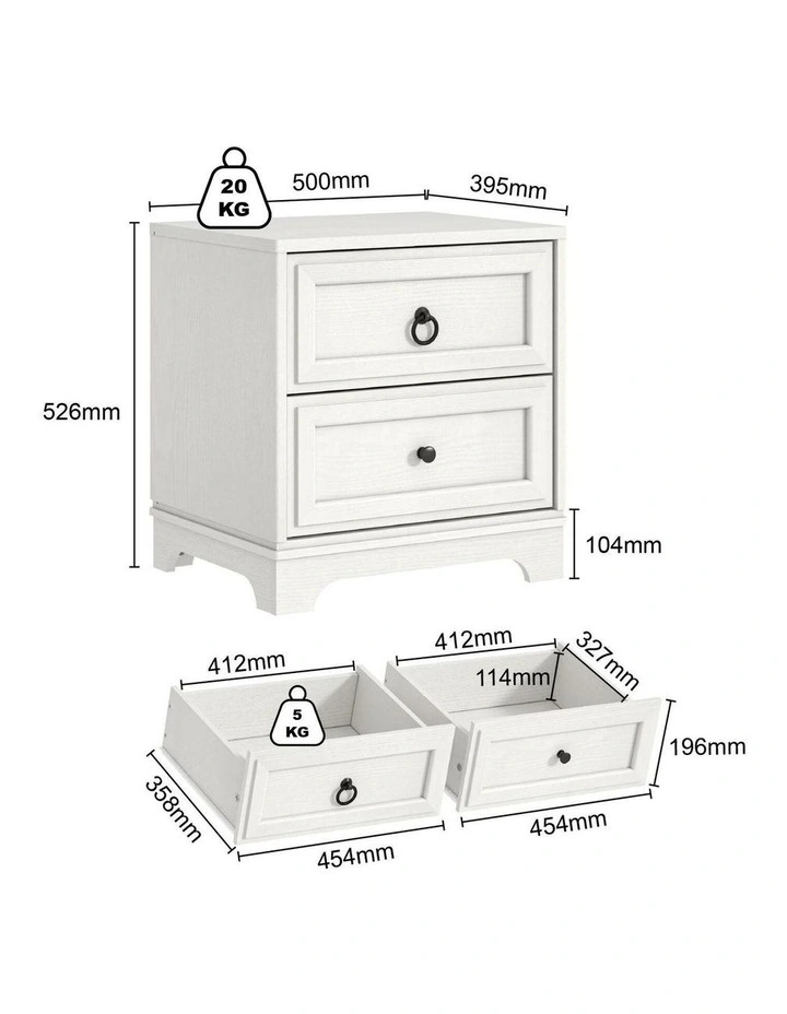 CABOT White 5 Chest of Drawers Tallboy   2 Bedside Tables - Foil-laminated Particleboard & MDF image 5