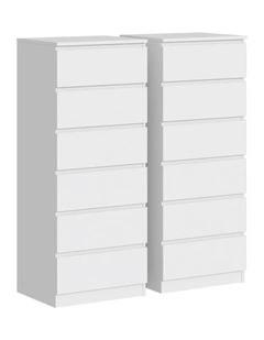 Belmont 12 Chest of Drawers White Dresser Set of 2