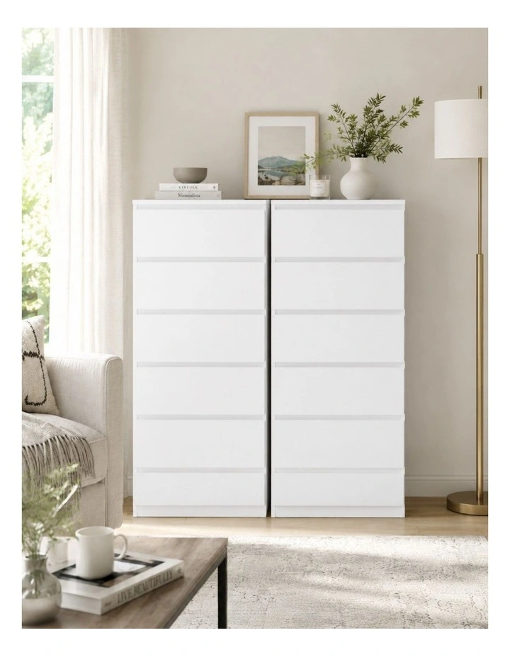 Belmont 12 Chest of Drawers White Dresser Set of 2 image 2