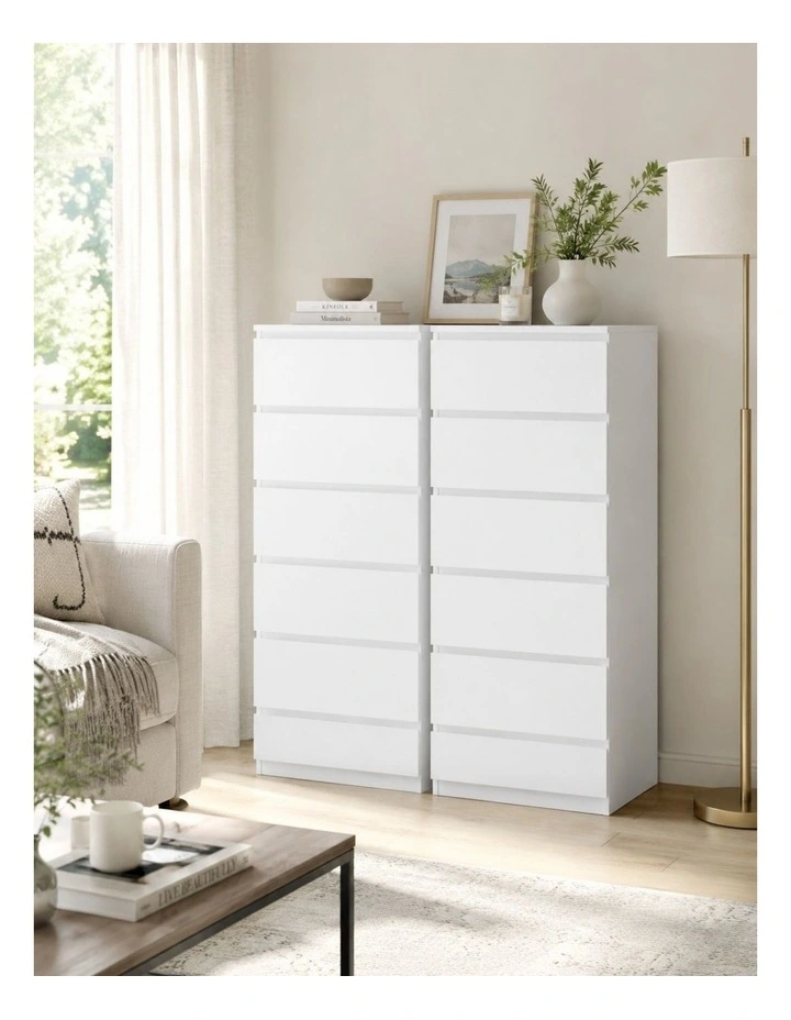 Belmont 12 Chest of Drawers White Dresser Set of 2 image 3