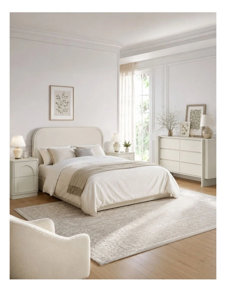 AMBER 6 Chest of Drawers and 1 Bedside Table - Foil-laminated Particleboard & MDF/White image 2