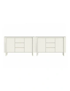 AMBER Large Sideboard 150cm Cupboard Set of 2 - Foil-laminated Particleboard & MDF/White