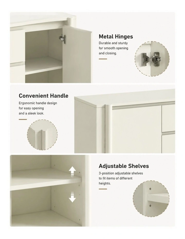 AMBER Large Sideboard 150cm Cupboard Set of 2 - Foil-laminated Particleboard & MDF/White image 6