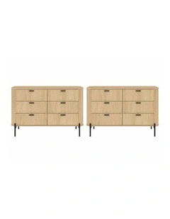 Fluted 12 Drawer Chest of Drawers Set of 2 Lowboy