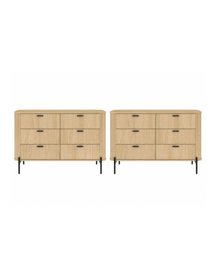 Fluted 12 Drawer Chest of Drawers Set of 2 Lowboy image 1