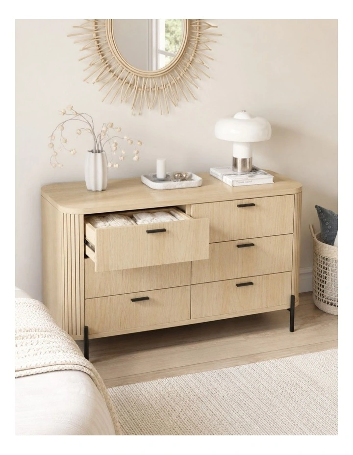 Fluted 12 Drawer Chest of Drawers Set of 2 Lowboy image 4