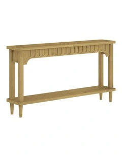 Modern Console Table with Shelf  Minimalist Entryway Hallway Table in Natural Oak Finish