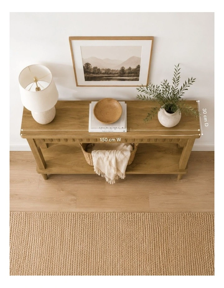 Modern Console Table with Shelf Minimalist Entryway Hallway Table in Natural Oak Finish image 6