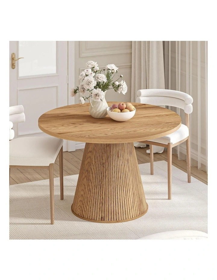 Byron Fluted Round Coffee Table & 4-Seater Dining Table Combo Set image 6