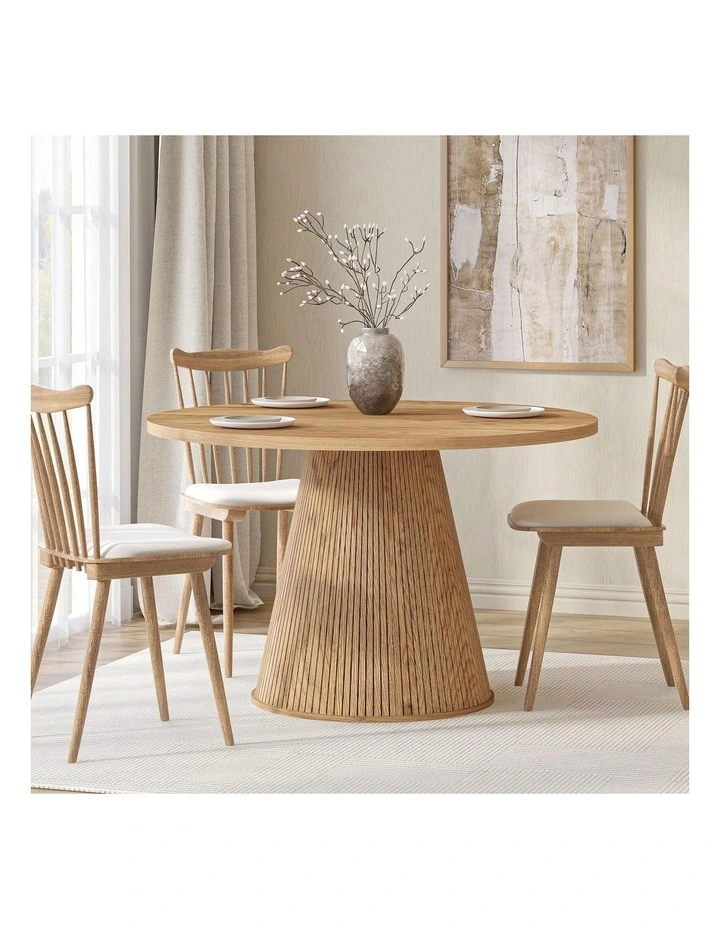 Byron Fluted Round Coffee Table & 4-Seater Dining Table Combo Set image 7