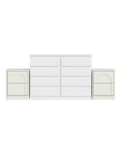 White 8 Drawer Chest of Drawers Dresser and 2 Nightstands Set for Bedroom Wardrobe Cabinet Set